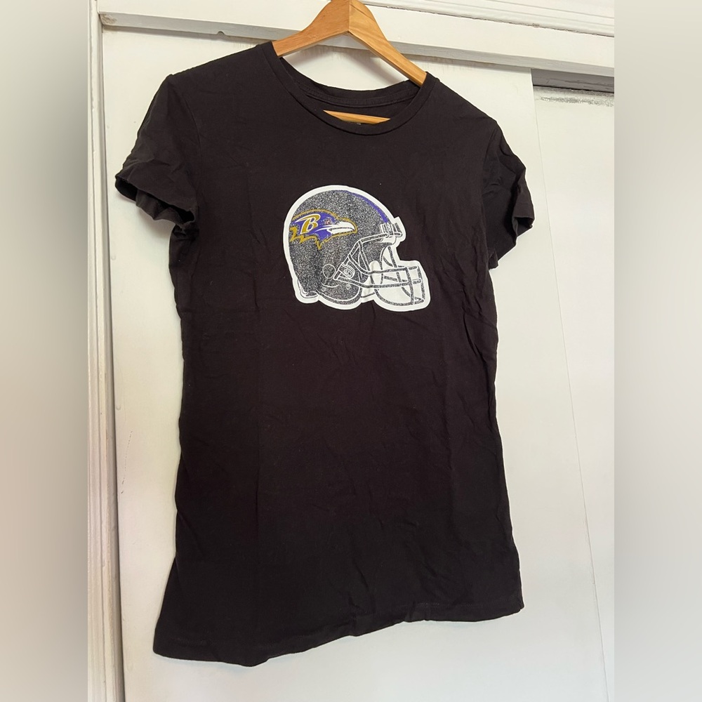 NFL Team Apparel Black Tee with Football Helmet Graphic